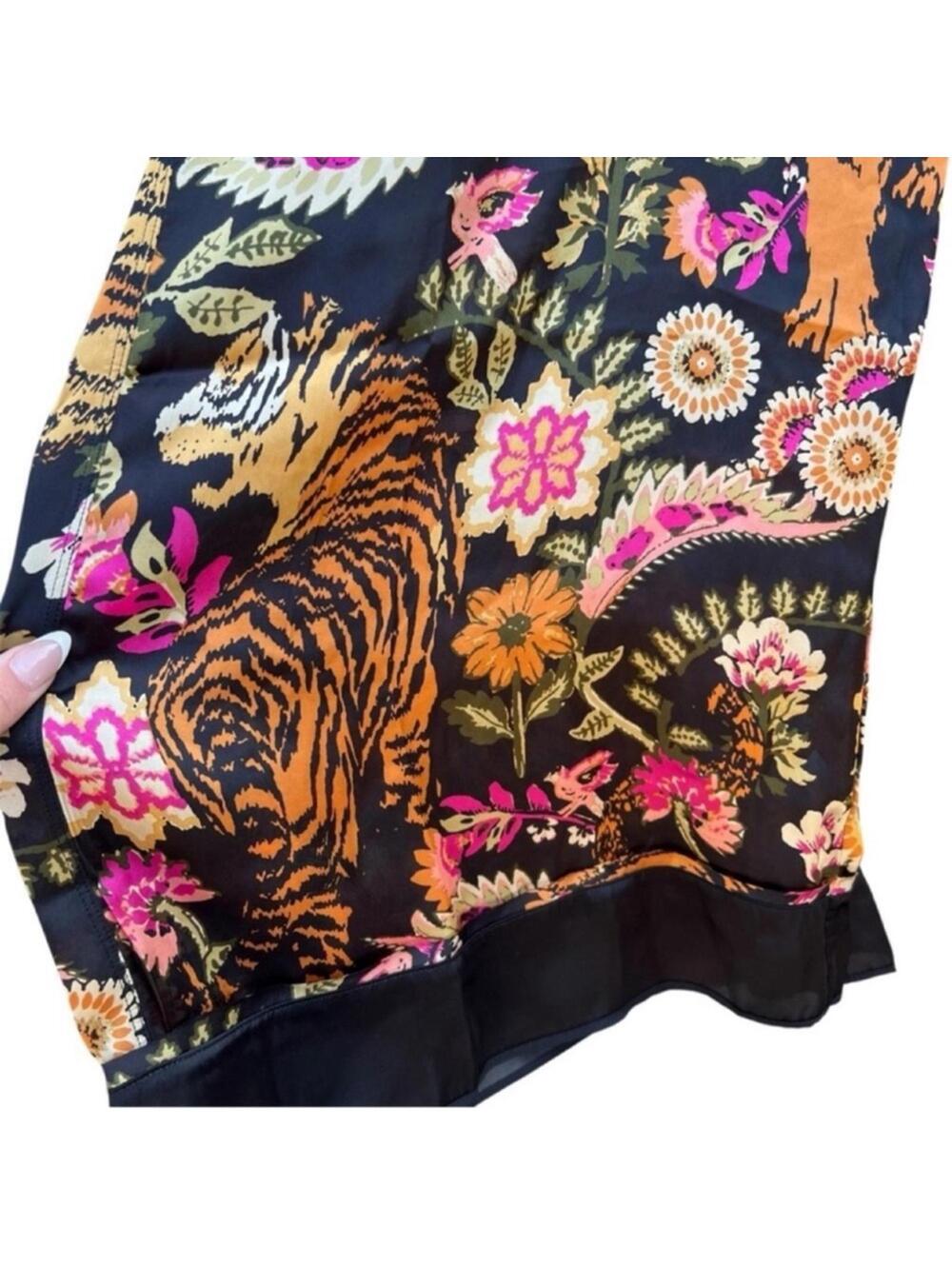 🆕 NWT FP Pajama SET Iron Combo Tiger Floral Print SILKY oversized XL Long Tall - Picture 14 of 16